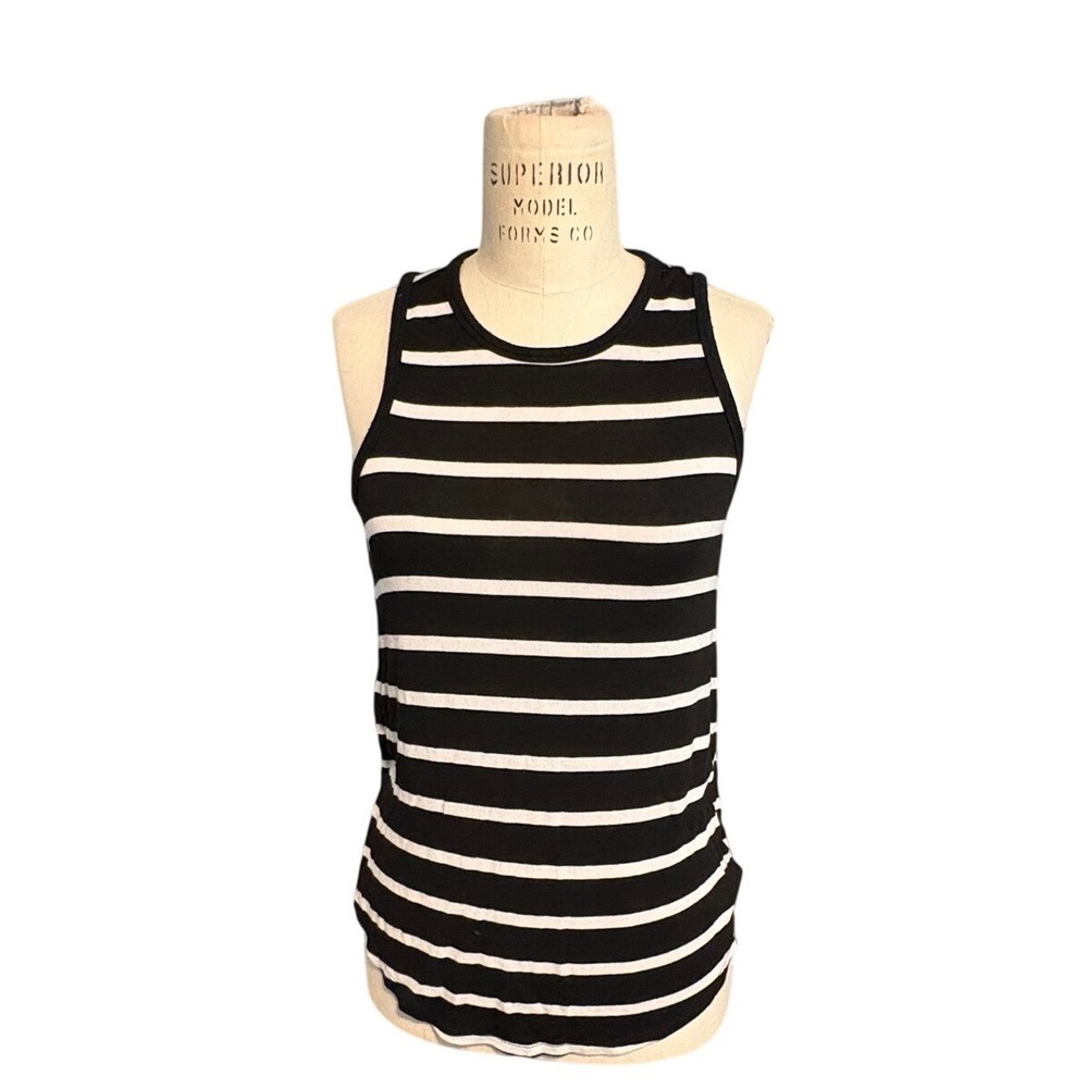 Anthropologie Akemi + Kin Striped Sleeveless Tank‎ Top Black & White Sz Small